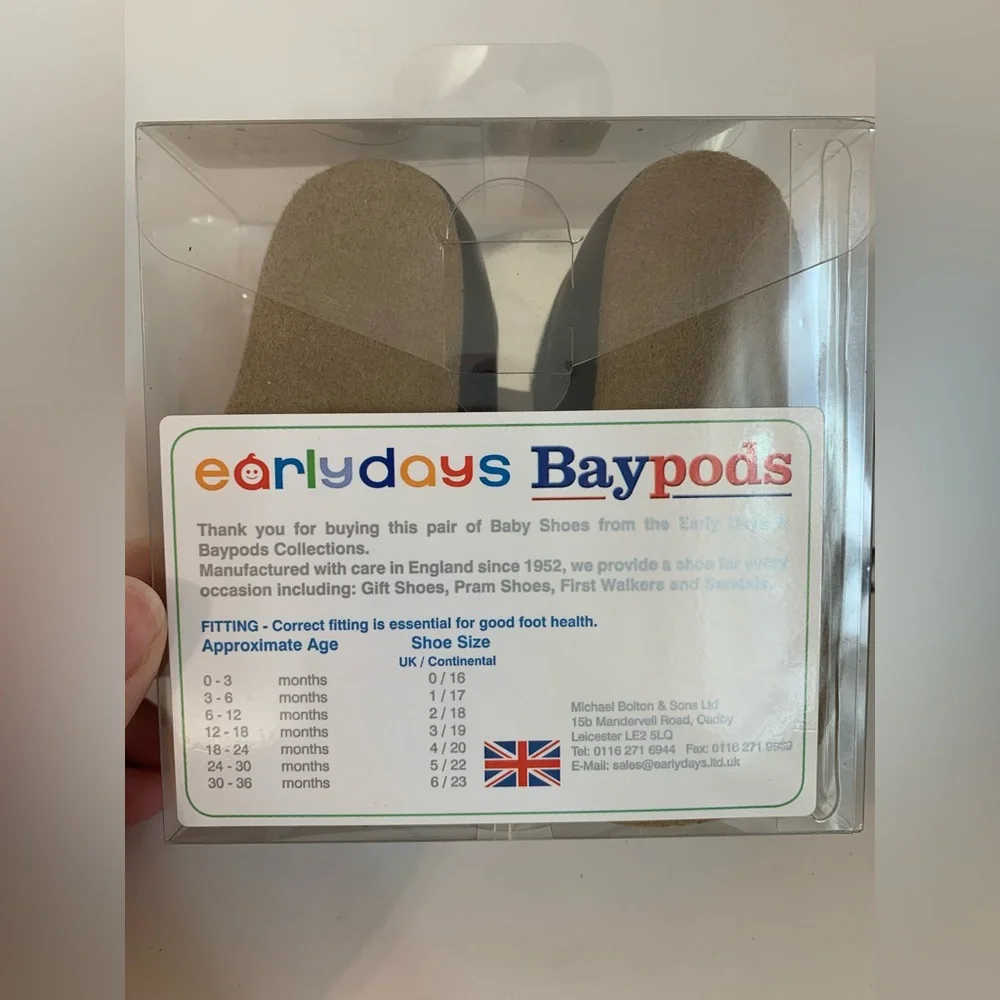 New Open Box Baypods Navy Patent Scallop Leather Mary Jane Shoes 6-12 Months UK